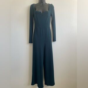 Urban Outfitters Womens Jumpsuit Green Wide Leg Long Sleeve Square Neck Size S